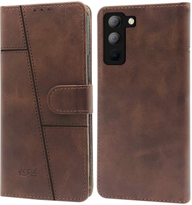 NIMMIKA ENTERPRISES Flip Cover for Tecno Pop 5 Pro/Pop 5 Lite(Premium leather material | 360-degree protection)(Brown, Dual Protection, Pack of: 1)