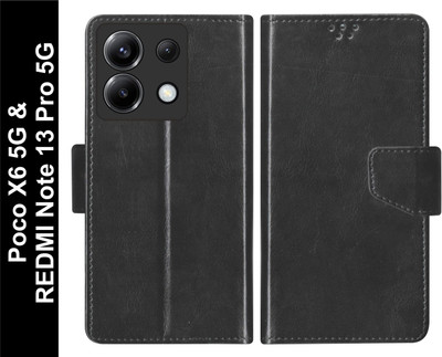 SBMS Flip Cover for Poco X6 5G / REDMI Note 13 Pro 5G(Black, Shock Proof, Pack of: 1)