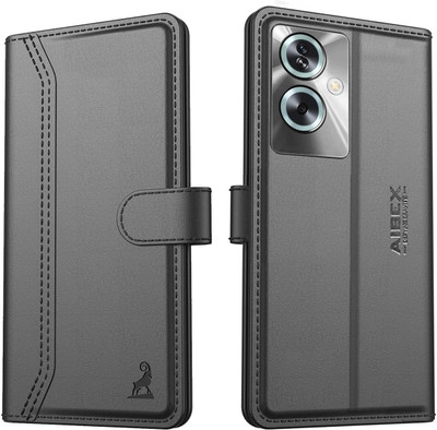 AIBEX Flip Cover for Oppo A79 5G| Premium Leather Finish | Magnetic Closure | Kickstand Feature | Shockproof(Black, Magnetic Case, Pack of: 1)