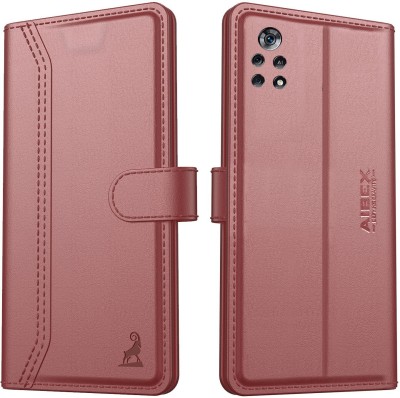 AIBEX Flip Cover for Poco X4 Pro 5G|Vegan PU Leather |Foldable Stand & Pocket |Magnetic Closure(Brown, Cases with Holder, Pack of: 1)