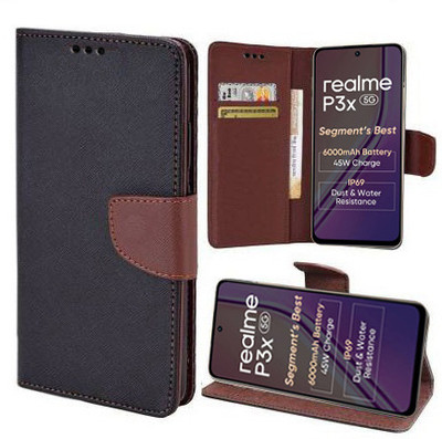 Xtrafit Flip Cover for realme P3x 5G, Realme Narzo 80x 5G(Brown, Magnetic Case, Pack of: 1)