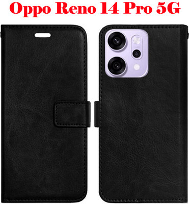 Realgo Flip Cover for Oppo Reno 14 Pro 5G(Black, Pack of: 1)