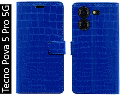 Toklot Flip Cover for Tecno Pova 5 Pro 5G(Blue, Pack of: 1)
