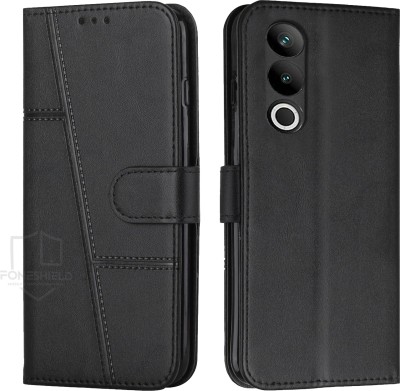 FoneShield Flip Cover for Oppo K12x 5G / Oppo A3 Pro 5G| Premium Leather Material | Built-in Stand | Card Slots(Black, Card Holder, Pack of: 1)