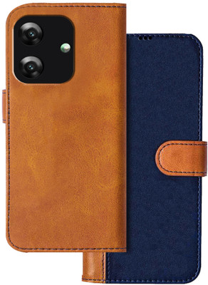 Knotyy Flip Cover for RealMe C61(Blue, Brown, Dual Protection, Pack of: 1)