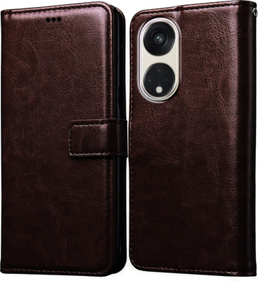 Casotec Flip Cover for Oppo Reno8T 5G(Brown, Pack of: 1)
