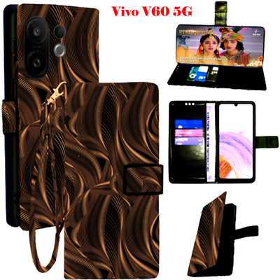 Realgo Flip Cover for Vivo V60 5G(Brown, Pack of: 1)