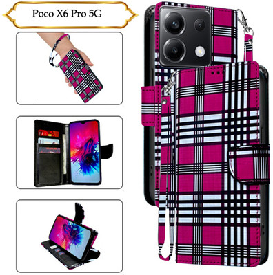 PARGO Flip Cover for Poco X6 Pro 5G(Pink, Pack of: 1)