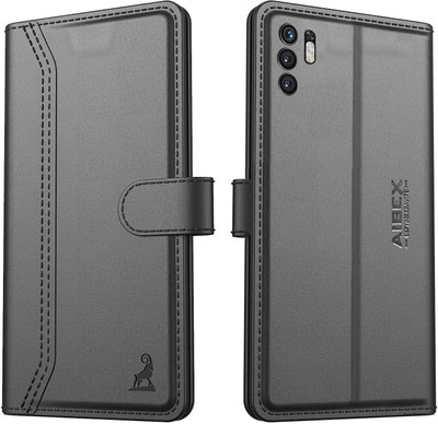 AIBEX Flip Cover for Redmi Note 10T 5G / Poco M3 Pro 5G| Premium Leather Finish | Magnetic Closure(Black, Magnetic Case, Pack of: 1)