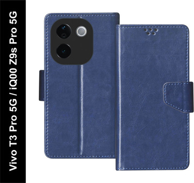 SBMS Flip Cover for Vivo T3 Pro 5G, iQOO Z9s Pro 5G Back Cover Case with Magnatic Closure(Blue, Shock Proof, Pack of: 1)