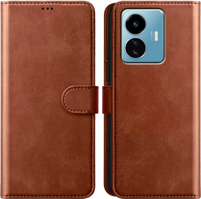 Xester Flip Cover for IQOO Z6 LITE 5G |Vegan PU Leather |Foldable Stand & Pocket |Magnetic Closure(Brown, Dual Protection, Pack of: 1)