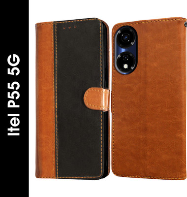 Casotec Flip Cover for Itel P55 5G, Itel Color Pro 5G(Black, Pack of: 1)