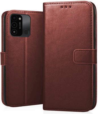 Takshiv Deal Flip Cover for Tecno Spark 9, Spark Go 2022(Brown, Dual Protection, Pack of: 1)