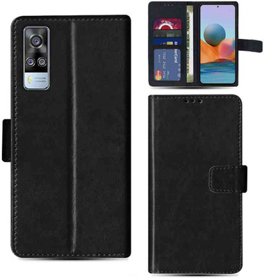 Kalua Mall Flip Cover for Vivo Y51 2020 pouch cover | Vivo V2030 pouch cover | Black(Black, Magnetic Case, Pack of: 1)