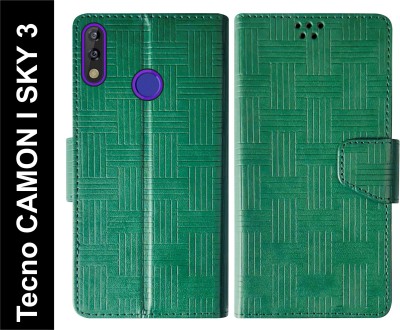 Telecase Flip Cover for Tecno CAMON iSKY3 Back Cover Case with Magnatic Closure | Card & Money Pocket(Green, Shock Proof, Pack of: 1)