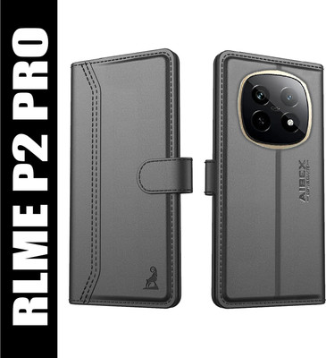 AIBEX Flip Cover for Realme P2 Pro 5G|Premium Leather Finish | Magnetic Closure | Kickstand Feature(Black, Magnetic Case, Pack of: 1)