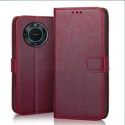 Luxury Counter Flip Cover for Lava Blaze 2 5G | Top Notch Business Class Wallet Back Cover Case(Red, Magnetic Case, Pack of: 1)
