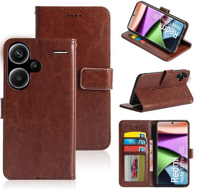Wowcase Flip Cover for Redmi Note 13 Pro Plus 5G(Brown, Dual Protection, Pack of: 1)