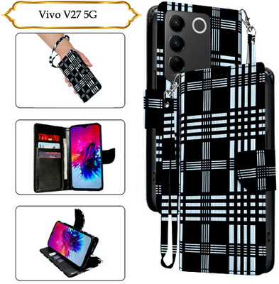Asmart Flip Cover for Vivo V27 5G(Black, Pack of: 1)