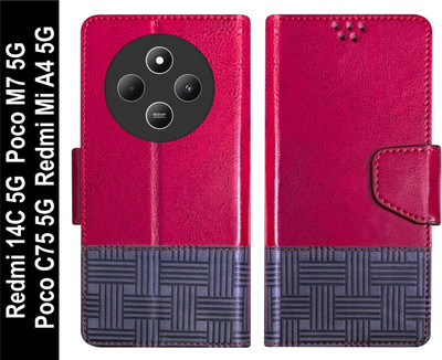 Telecase Flip Cover for Redmi 14C 5G / Poco M7 5G / Poco C75 5G / Redmi Mi A4 5G Back Cover(Red, Shock Proof, Pack of: 1)