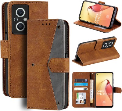 Unistuff Flip Cover for Oppo F21s Pro 5G(Brown, Camera Bump Protector, Pack of: 1)