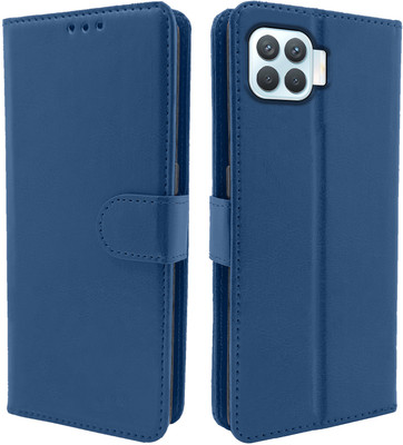 Pikkme Flip Cover for Oppo F17 Pro(Blue, Cases with Holder, Pack of: 1)