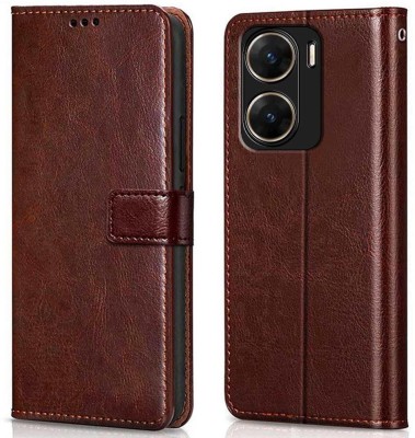 YoZoo Flip Cover for Vivo V29e 5G|PU Artificial Leather Finish | 360 Protection | Wallet & Stand(Brown, Dual Protection, Pack of: 1)