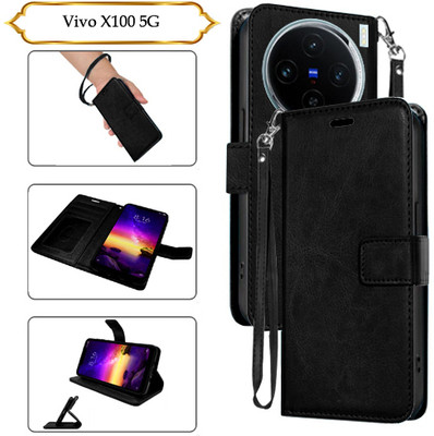 PARGO Flip Cover for Vivo X100 5G(Black, Pack of: 1)