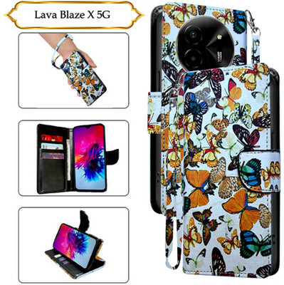 Cutemart Flip Cover for Lava Blaze X 5G(White, Pack of: 1)