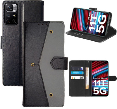 Aaghosh Flip Cover for Redmi Note 11T 5G, POCO M4 Pro 5G(Black, Shock Proof, Pack of: 1)