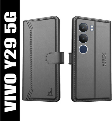 AIBEX Flip Cover for vivo Y29 5G | Premium Leather Finish | Magnetic Closure | Kickstand Feature(Black, Magnetic Case, Pack of: 1)