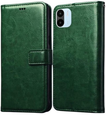 Luxury Counter Flip Cover for Xioami Mi Redmi A1 2022(Green, Shock Proof, Pack of: 1)