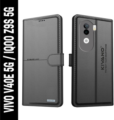 KIVANO Flip Cover for Vivo V40e 5G / iQOO Z9s 5G|Premium Leather Wallet Case|Magnetic Closure|Stand Function(Black, Magnetic Case, Pack of: 1)