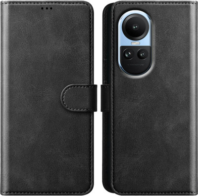 Xester Flip Cover for OPPO RENO 10 PRO 5G |Vegan PU Leather |Foldable Stand & Pocket |Magnetic Closure(Black, Dual Protection, Pack of: 1)