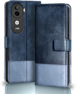 SESS XUSIVE Flip Cover for Vivo V40E 5G -Dual-Color Leather Finish Wallet - Sky Blue(Multicolor, Dual Protection)