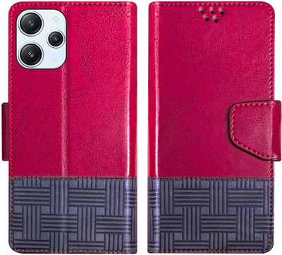 Telecase Flip Cover for POCO M6 Pro 5G / Redmi 12 4G / Redmi 12 5G Back Cover Case(Red, Shock Proof, Pack of: 1)