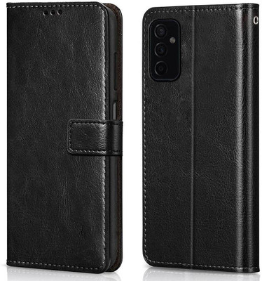 COVERHEAD Flip Cover for Samsung Galaxy M52 5G leather flip (Black, Shock Proof, Pack of: 1)(Black, Cases with Holder)