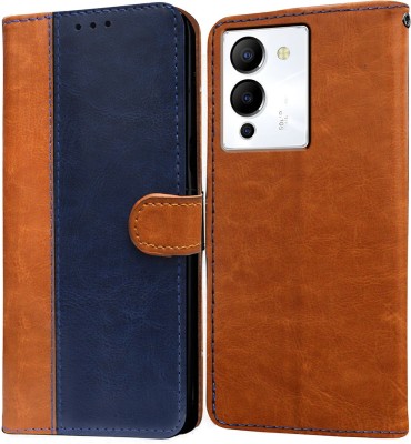 Casotec Flip Cover for Infinix Note 12 Turbo 4G(Brown, Blue, Pack of: 1)