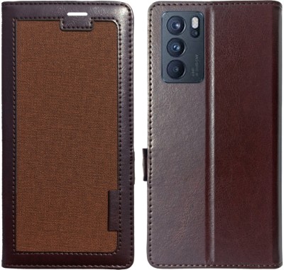 MYSHANZ Flip Cover for Oppo Reno6 Pro 5G, Oppo Reno 6 Pro 5G Flip Cover, Oppo Reno 6 Pro 5G Wallet Cover(Brown, Magnetic Case)