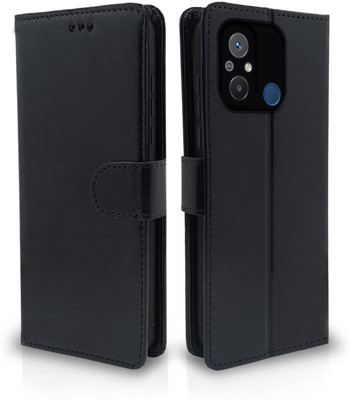 Ridhaniyaa Flip Cover for Redmi 12C, Redmi 11A, Poco C55(Black, Dual Protection, Pack of: 1)