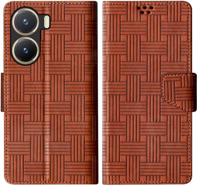 SBMS Flip Cover for Vivo Y56 5G / Vivo Y16 / Vivo T2x 5G Back Cover Case with Magnatic Closure(Brown, Shock Proof, Pack of: 1)