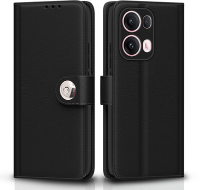 Pikkme Flip Cover for Oppo Reno 13 Pro 5G(Black, Shock Proof)