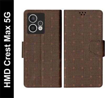 SScase Flip Cover for HMD Crest Max 5G Back Cover Case with Magnatic Closure | Card & Money Pocket(Brown, Shock Proof, Pack of: 1)