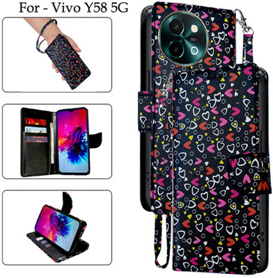 Cutemart Flip Cover for Vivo Y58 5G(Black, Pack of: 1)