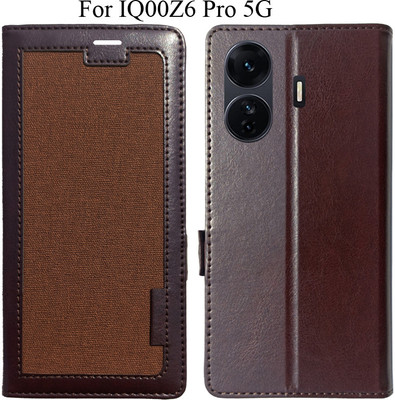 MYSHANZ Flip Cover for iQOO Z6 Pro 5G(Brown, Magnetic Case)