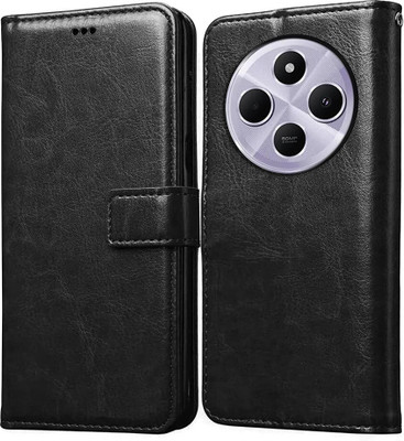 Casotec Flip Cover for REDMI A4 5G, Mi Redmi 14C 5G, Mi Redmi 14R 5G, realme C75 5G, POCO M7 5G(Black, Pack of: 1)