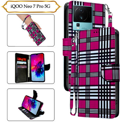 Asmart Flip Cover for iQOO Neo 7 Pro 5G(Pink, Pack of: 1)