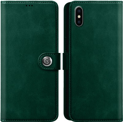 PikTrue Flip Cover for Apple iPhone XS Max(Green, Dual Protection, Pack of: 1)