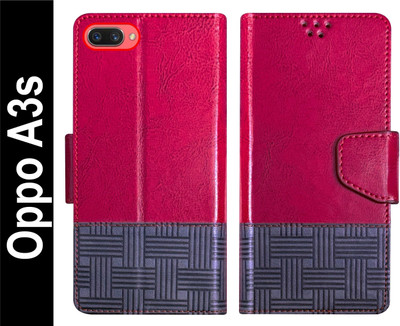 Telecase Flip Cover for Oppo A3s Back Cover Case with Magnatic Closure(Red, Shock Proof, Pack of: 1)