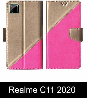 Telecase Flip Cover for Realme C11 2020 Multicolor(Pink, Shock Proof, Pack of: 1)